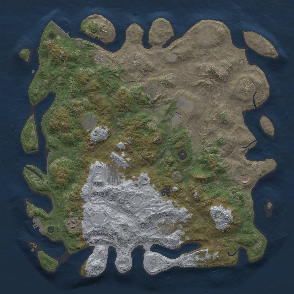 Rust Map: Procedural Map, Size: 4500, Seed: 872569343, 20 Monuments
