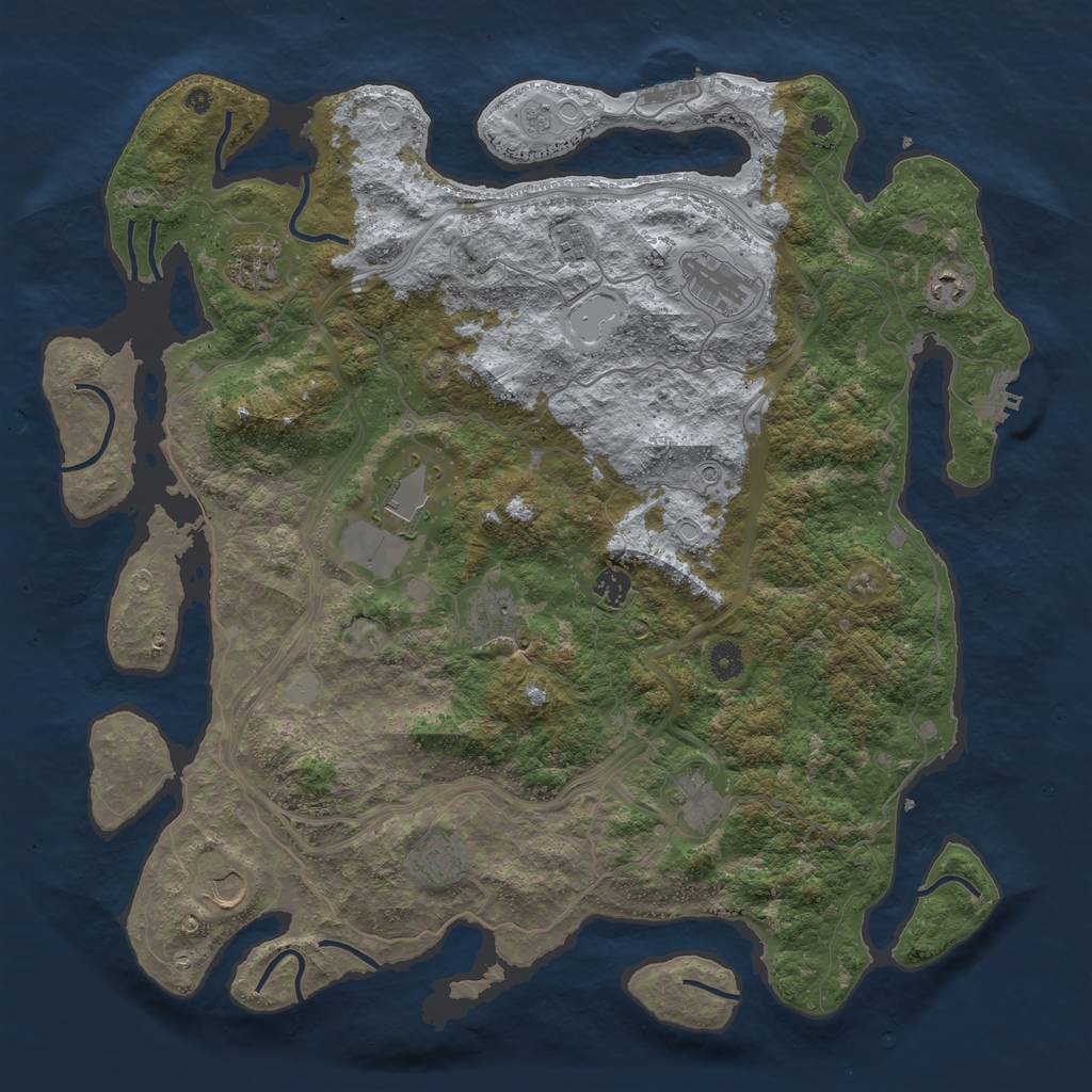 Rust Map: Procedural Map, Size: 4500, Seed: 1374915872, 19 Monuments
