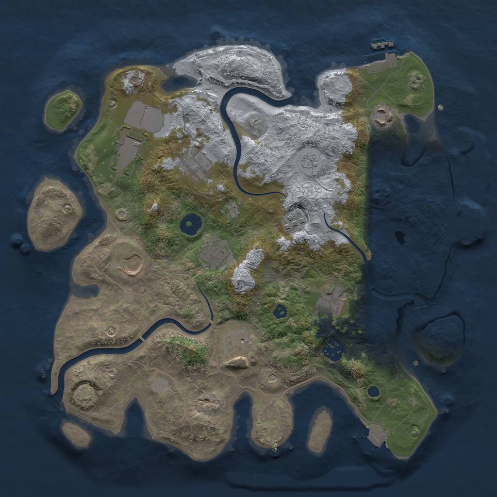 Rust Map: Procedural Map, Size: 3500, Seed: 7458733, 15 Monuments