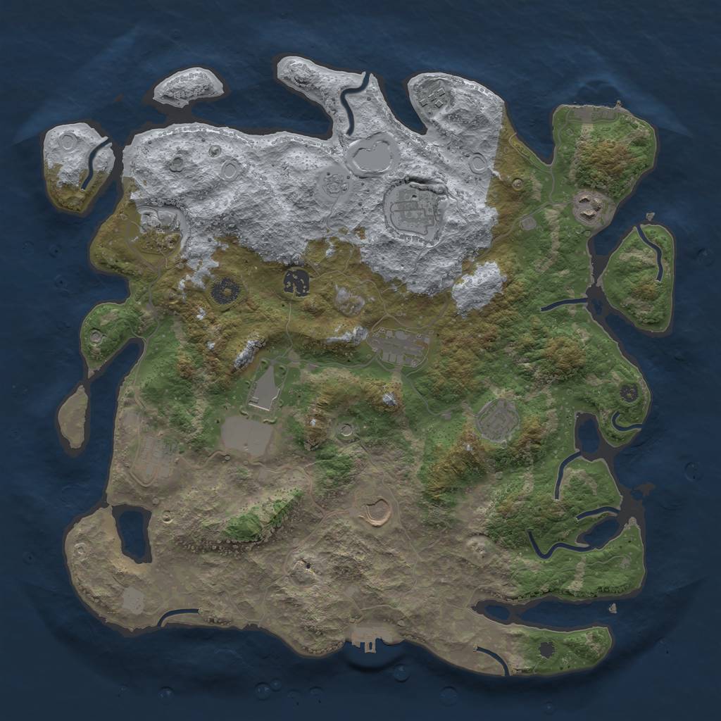 Rust Map: Procedural Map, Size: 3950, Seed: 266831616, 19 Monuments
