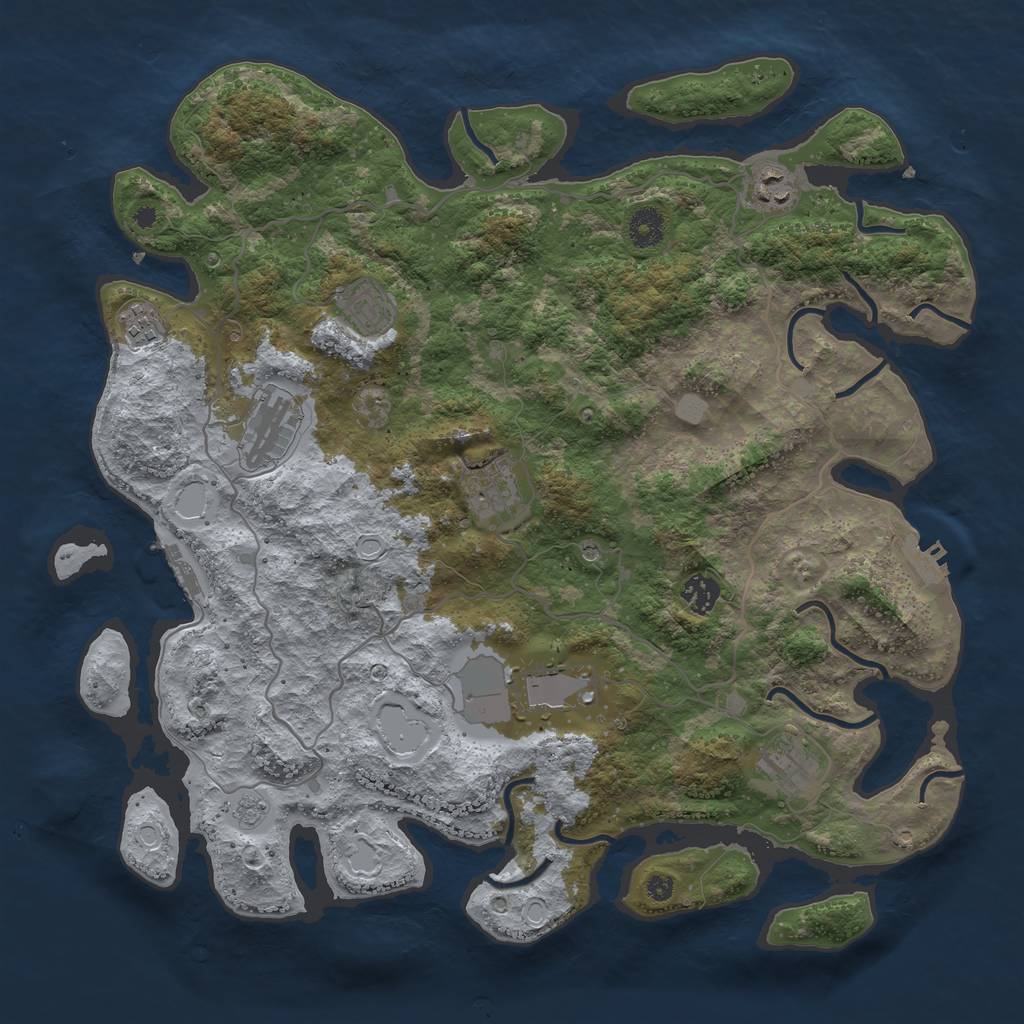 Rust Map: Procedural Map, Size: 4000, Seed: 453697, 17 Monuments