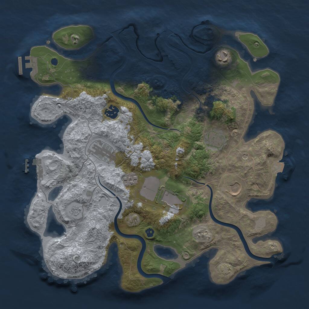 Rust Map: Procedural Map, Size: 3500, Seed: 65465123, 13 Monuments