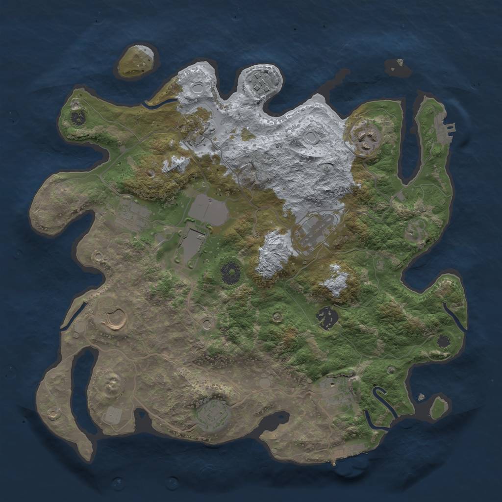 Rust Map: Procedural Map, Size: 3500, Seed: 1098879150, 18 Monuments