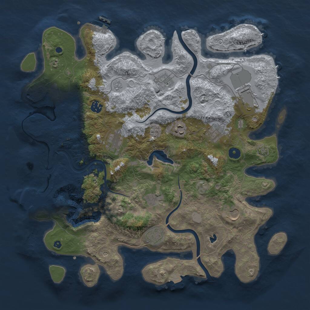Rust Map: Procedural Map, Size: 4000, Seed: 998751, 16 Monuments