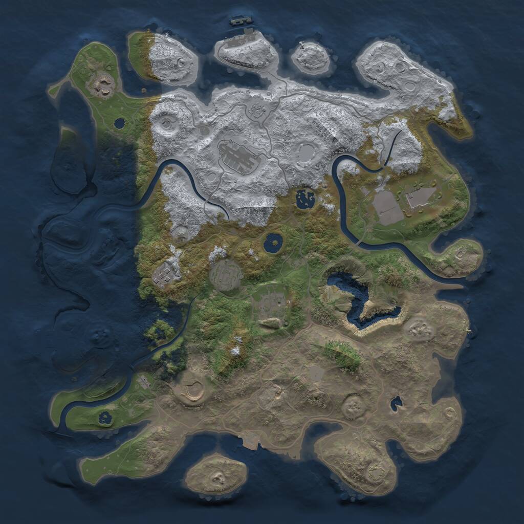 Rust Map: Procedural Map, Size: 4000, Seed: 1000084080, 14 Monuments