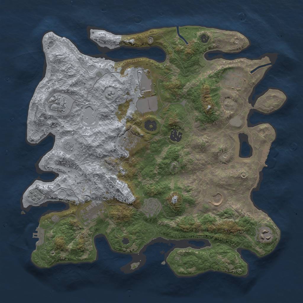 Rust Map: Procedural Map, Size: 3700, Seed: 489249011, 17 Monuments