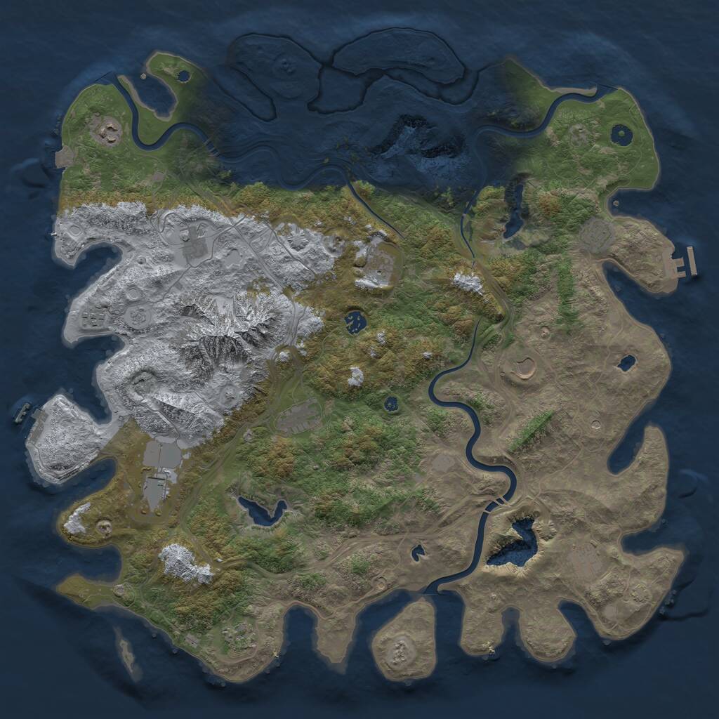 Rust Map: Procedural Map, Size: 5000, Seed: 63822, 17 Monuments