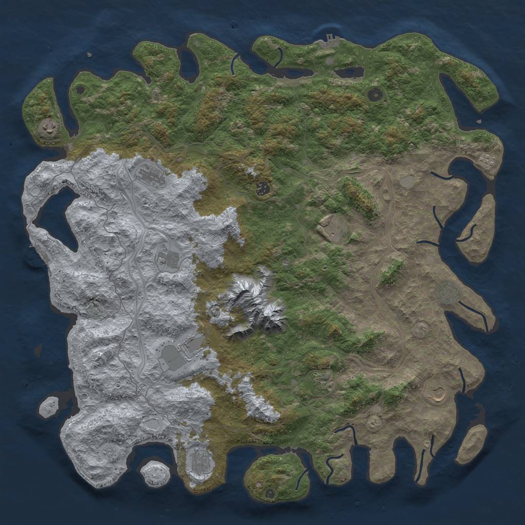 Rust Map: Procedural Map, Size: 5500, Seed: 100, 18 Monuments