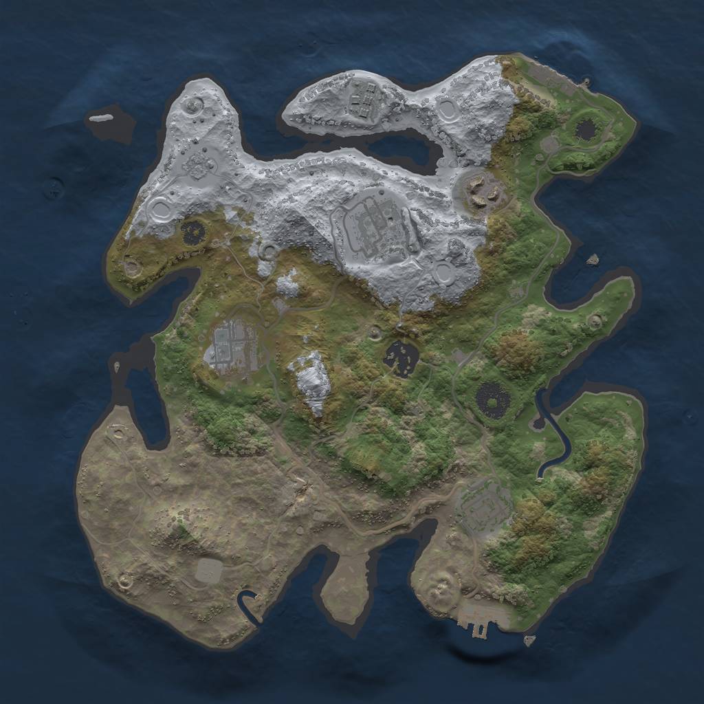 Rust Map: Procedural Map, Size: 3000, Seed: 2445569, 14 Monuments
