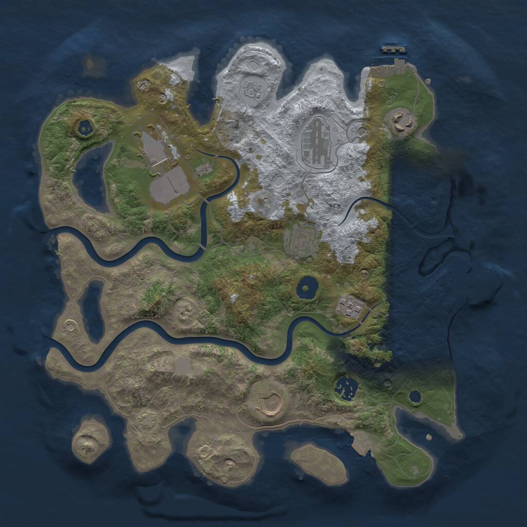 Rust Map: Procedural Map, Size: 3500, Seed: 208986915, 13 Monuments