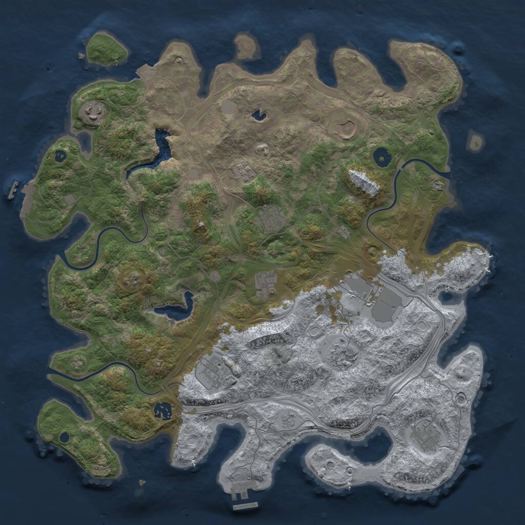Rust Map: Procedural Map, Size: 4250, Seed: 2075070645, 15 Monuments