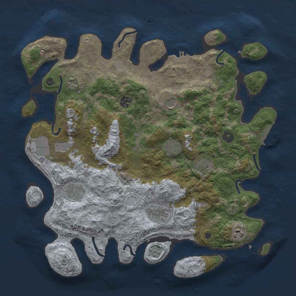 Rust Map: Procedural Map, Size: 3950, Seed: 958756489, 19 Monuments