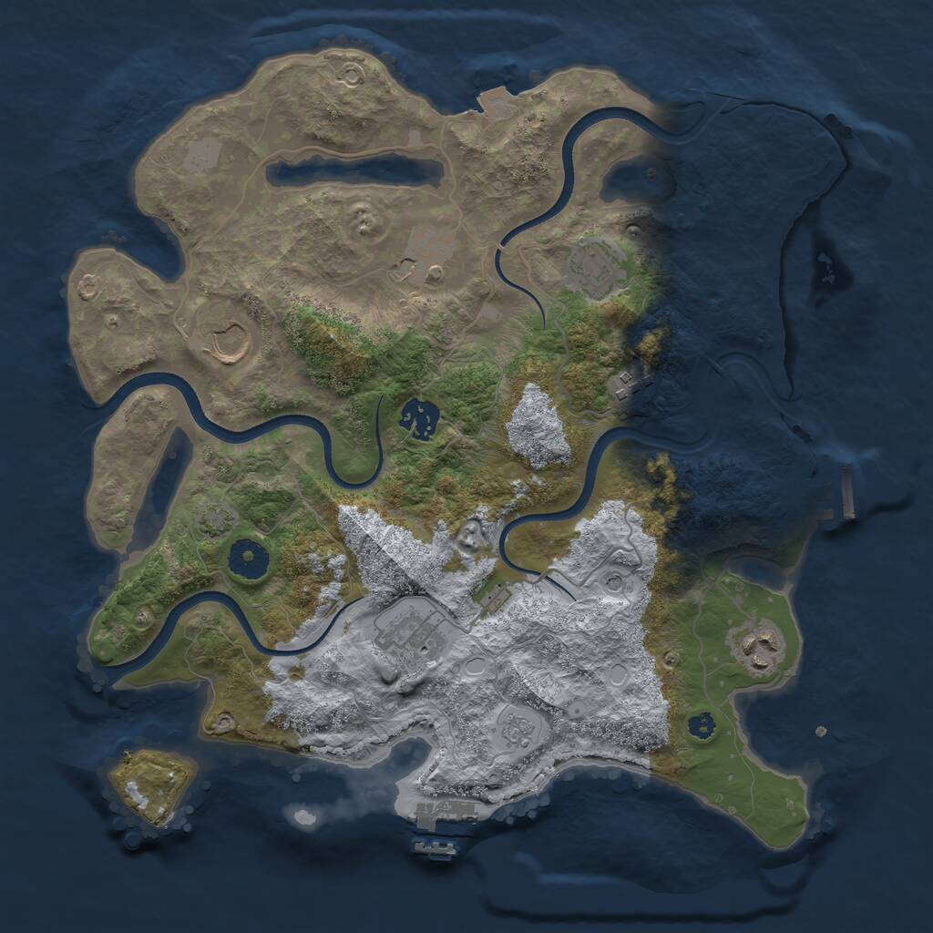 Rust Map: Procedural Map, Size: 3500, Seed: 152535, 13 Monuments