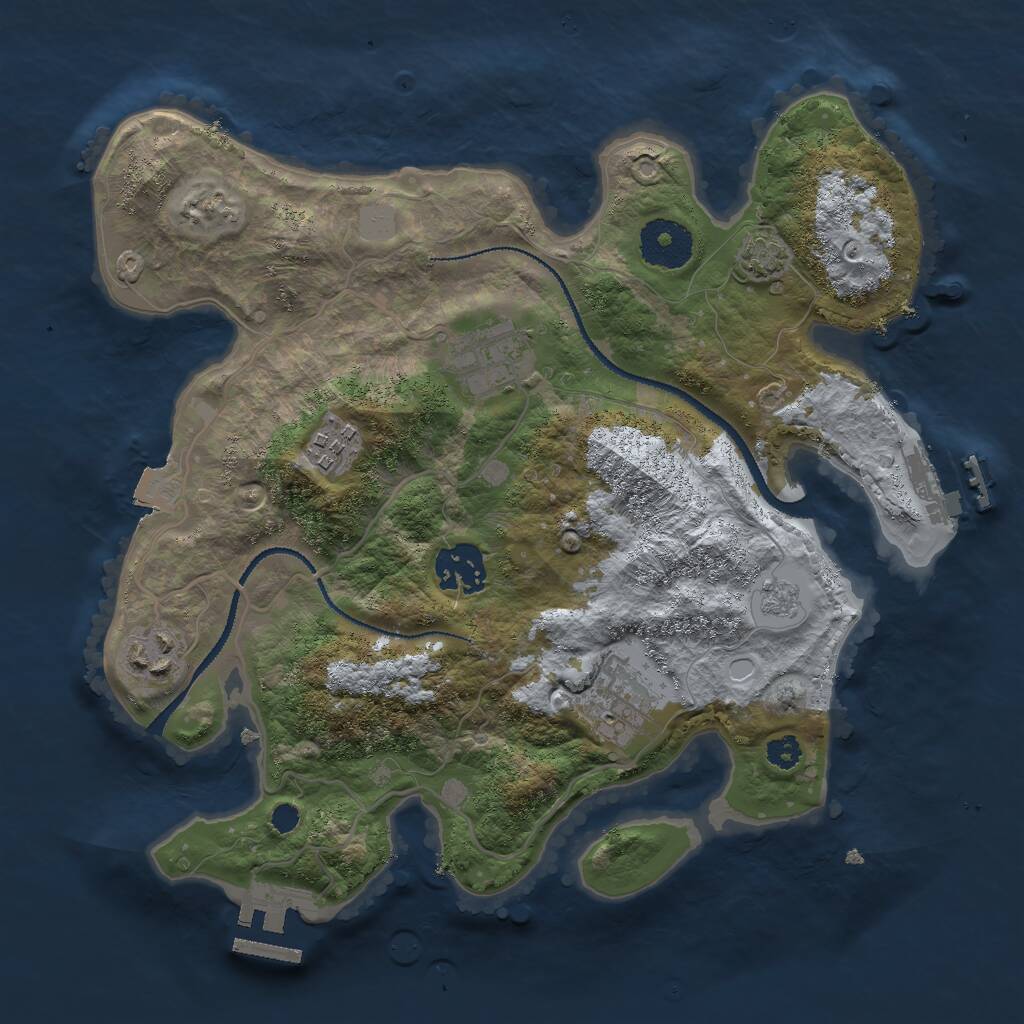Rust Map: Procedural Map, Size: 3000, Seed: 2012546404, 10 Monuments