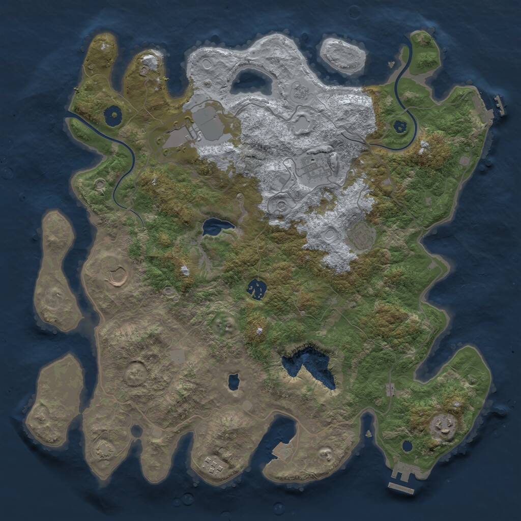 Rust Map: Procedural Map, Size: 4000, Seed: 701674579, 13 Monuments