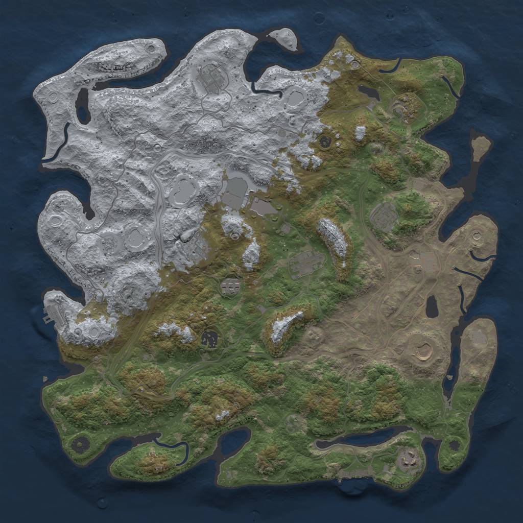Rust Map: Procedural Map, Size: 4500, Seed: 526307504, 20 Monuments