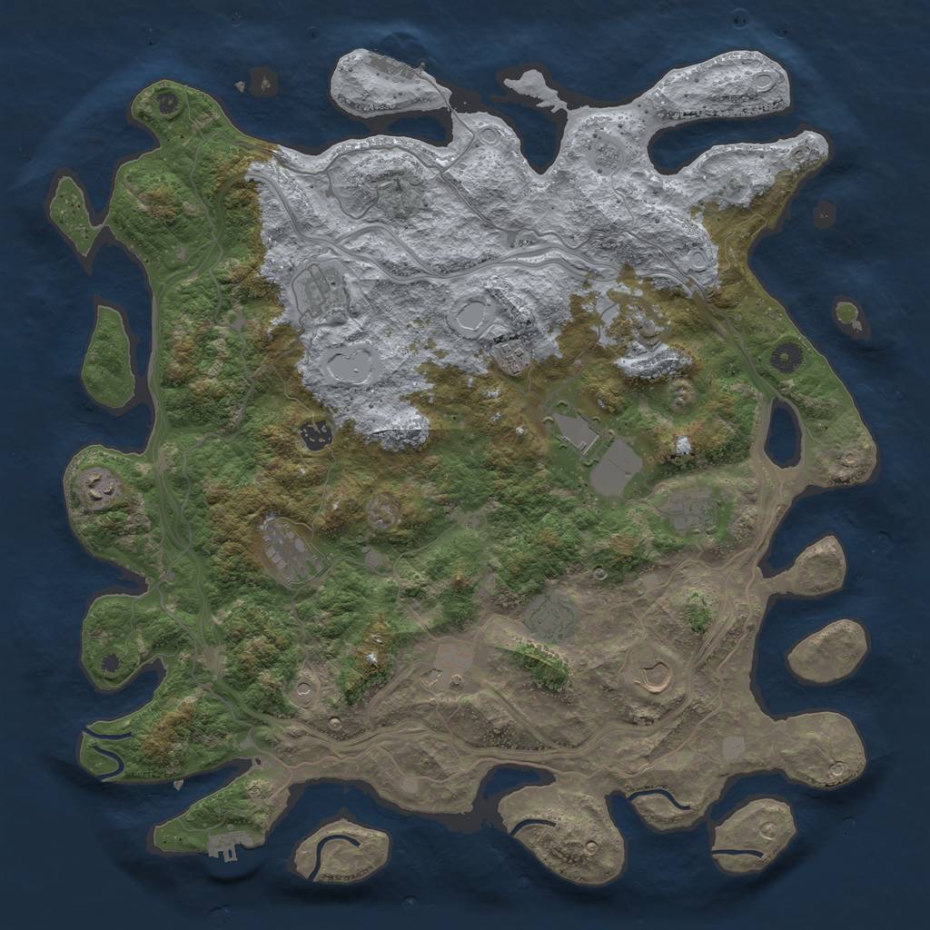 Rust Map: Procedural Map, Size: 4500, Seed: 1000084080, 20 Monuments