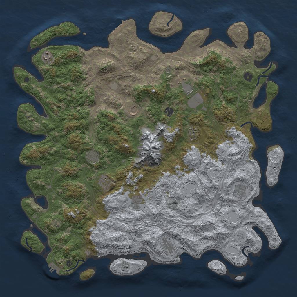 Rust Map: Procedural Map, Size: 5000, Seed: 321654987, 20 Monuments