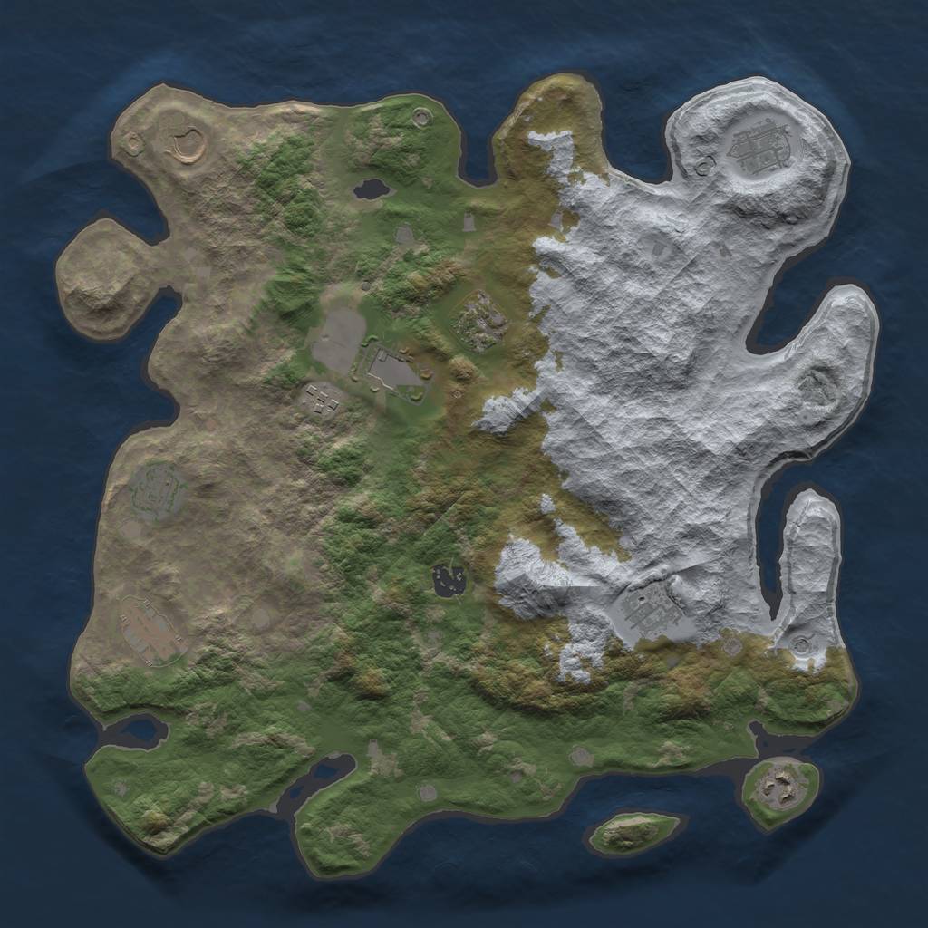 Rust Map: Barren, Size: 4000, Seed: 374751, 13 Monuments