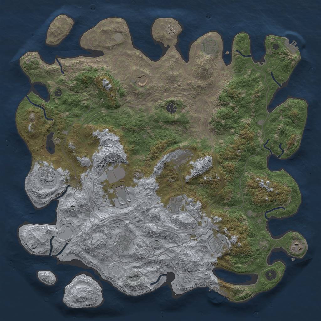 Rust Map: Procedural Map, Size: 4500, Seed: 295715, 20 Monuments