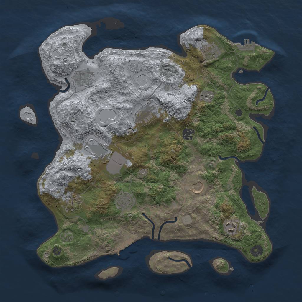 Rust Map: Procedural Map, Size: 3700, Seed: 657507399, 19 Monuments
