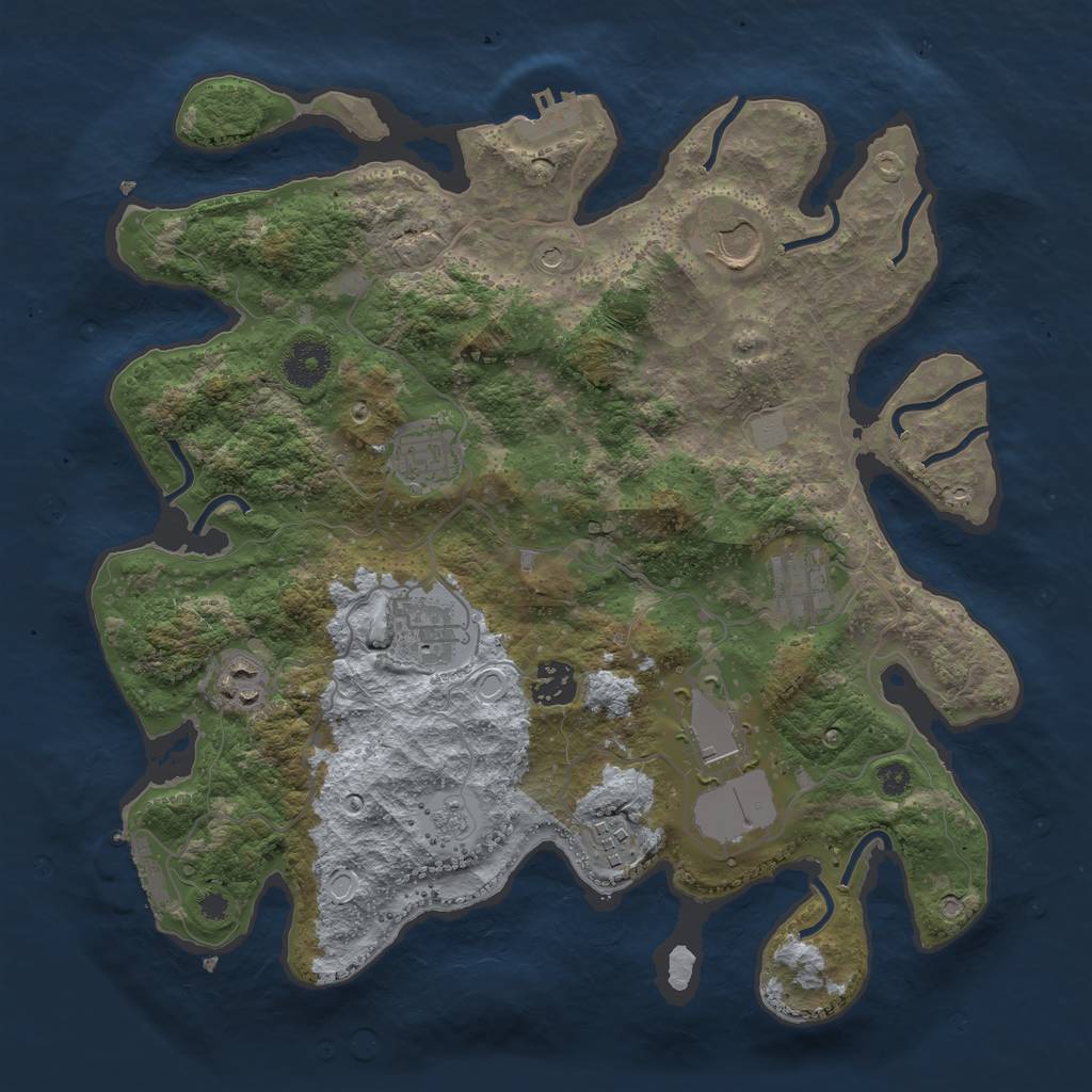 Rust Map: Procedural Map, Size: 3500, Seed: 43493489, 17 Monuments