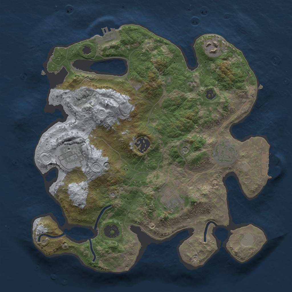 Rust Map: Procedural Map, Size: 3000, Seed: 1749836326, 13 Monuments