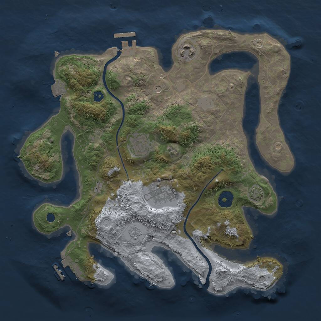 Rust Map: Procedural Map, Size: 3000, Seed: 1234905, 9 Monuments
