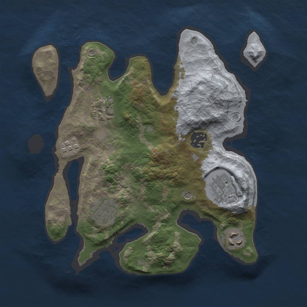 Rust Map: Barren, Size: 2750, Seed: 96345871, 9 Monuments