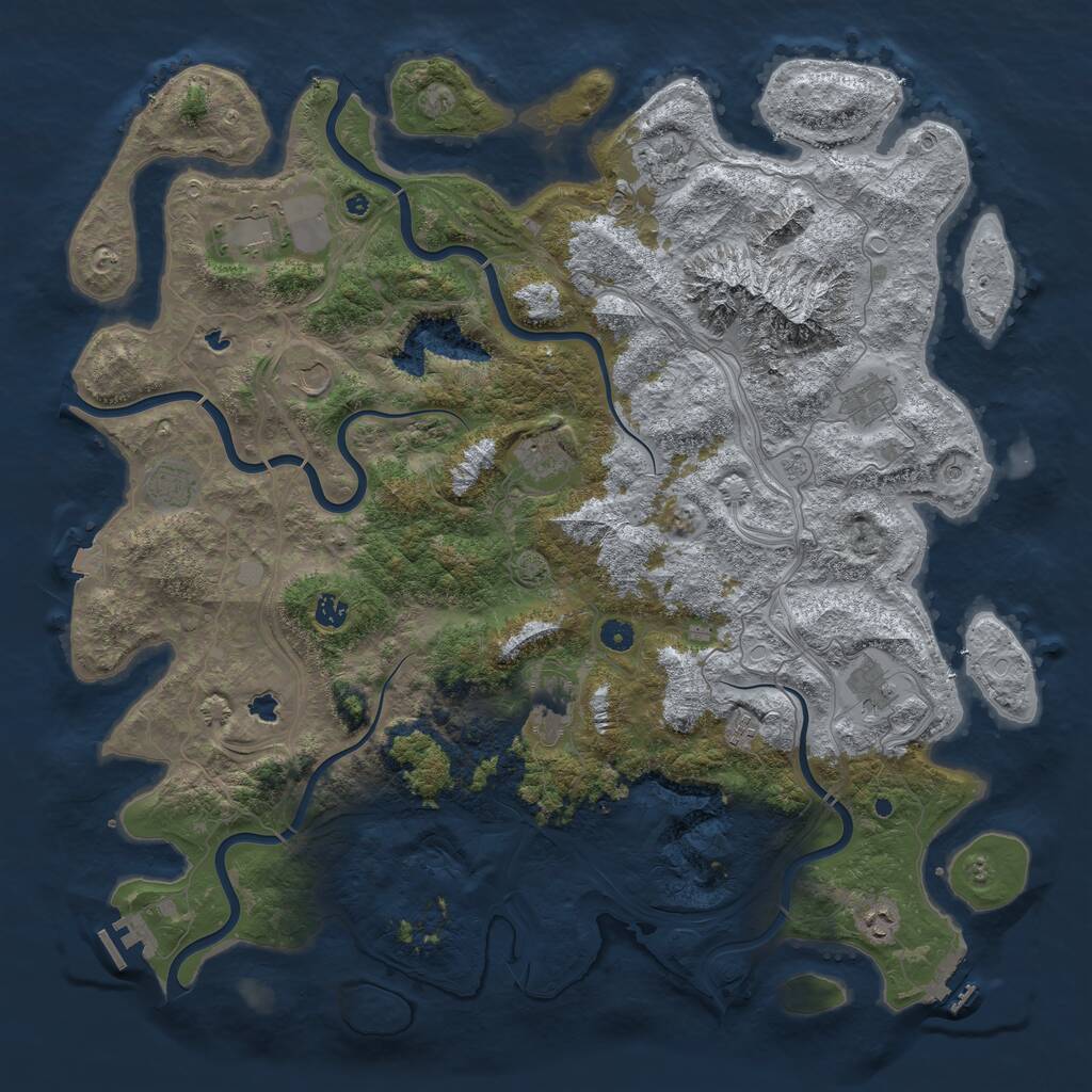 Rust Map: Procedural Map, Size: 5000, Seed: 23334, 17 Monuments
