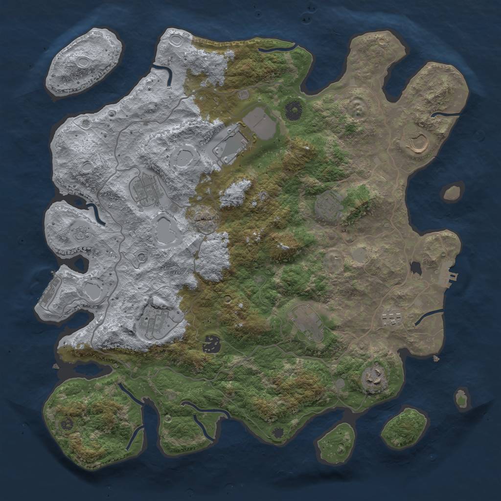 Rust Map: Procedural Map, Size: 4000, Seed: 101427, 16 Monuments