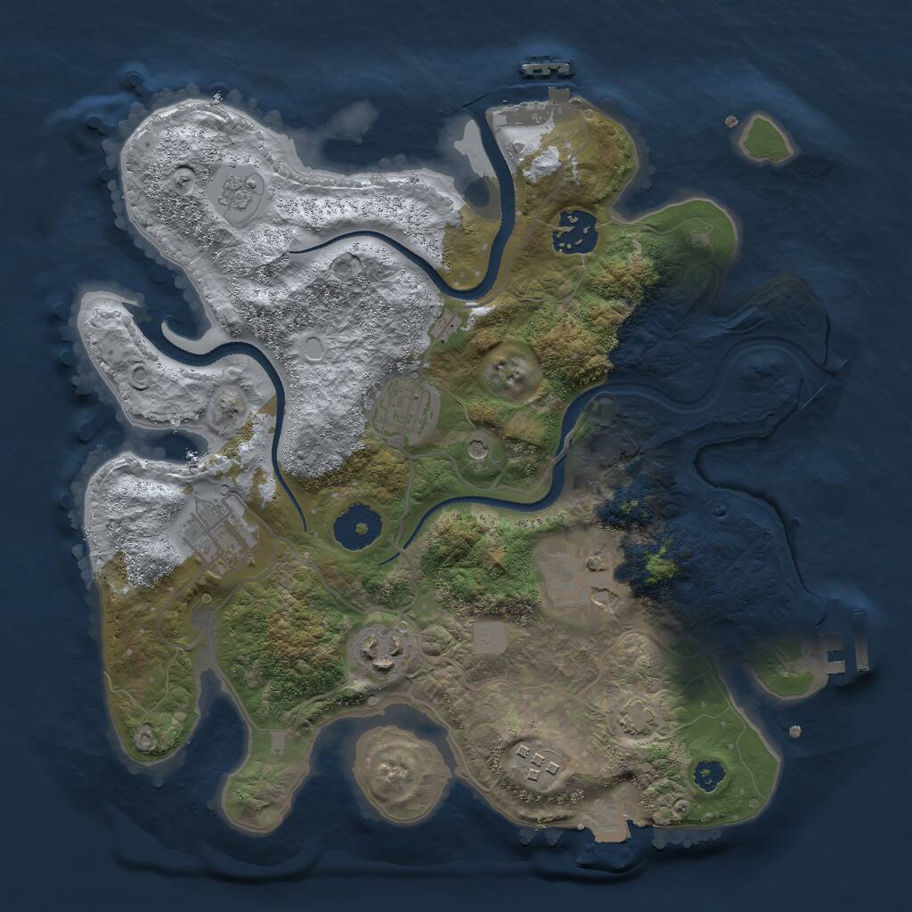 Rust Map: Procedural Map, Size: 3000, Seed: 2138814956, 12 Monuments