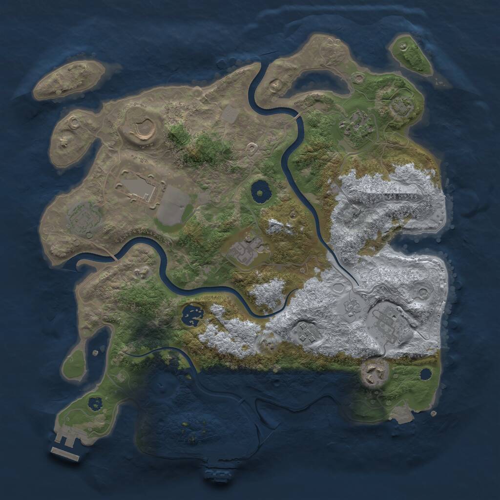 Rust Map: Procedural Map, Size: 3500, Seed: 1440474942, 15 Monuments