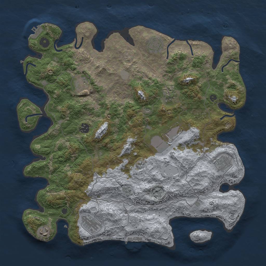 Rust Map: Procedural Map, Size: 4000, Seed: 61372624, 18 Monuments