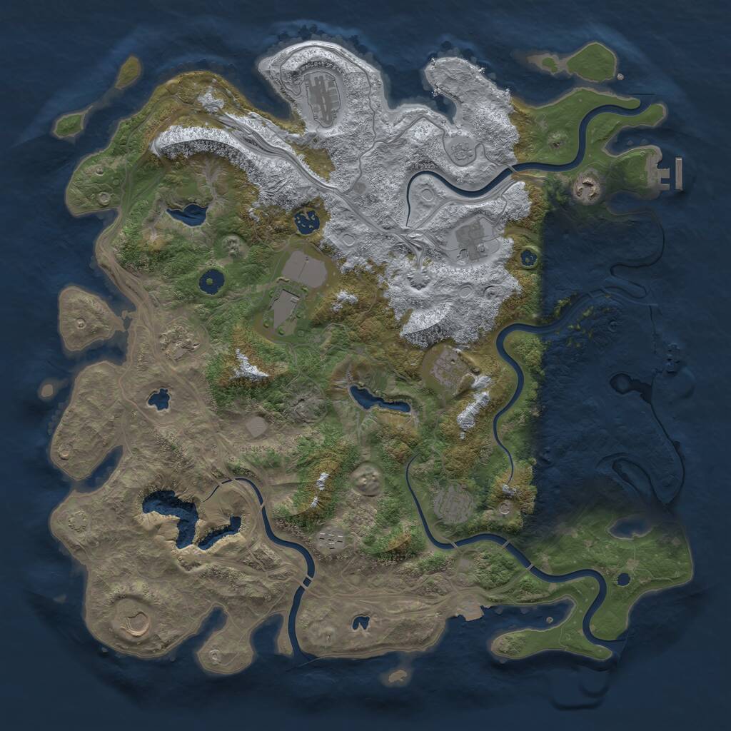 Rust Map: Procedural Map, Size: 4500, Seed: 783742421, 16 Monuments