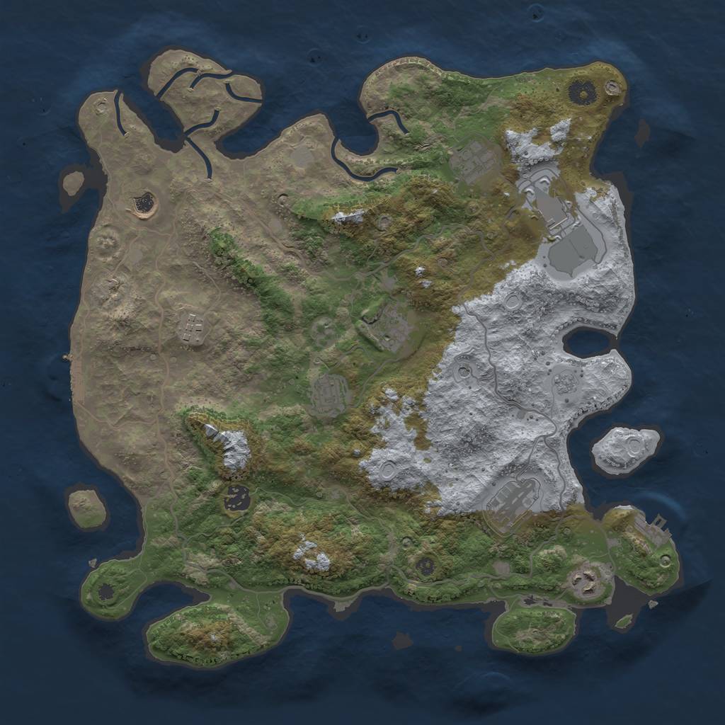 Rust Map: Procedural Map, Size: 4000, Seed: 943228, 18 Monuments