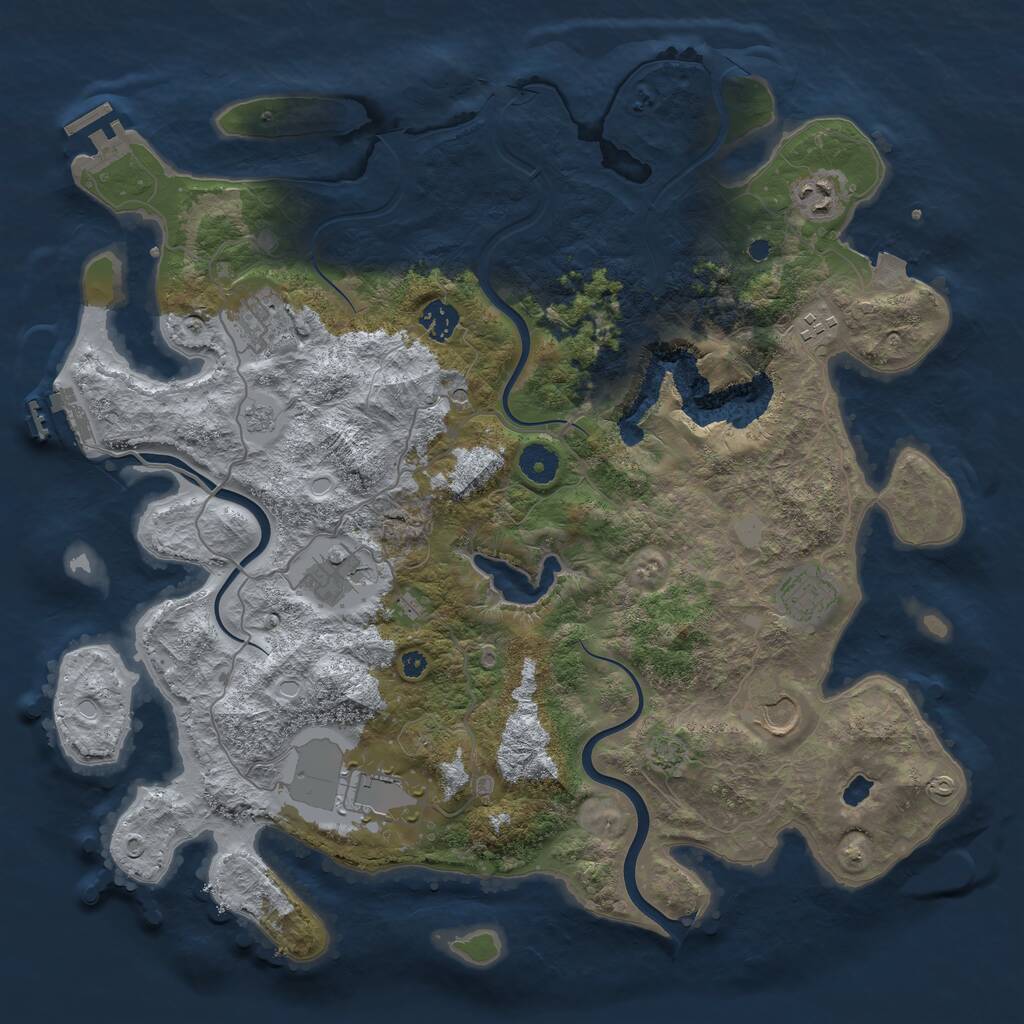 Rust Map: Procedural Map, Size: 4000, Seed: 1730, 14 Monuments