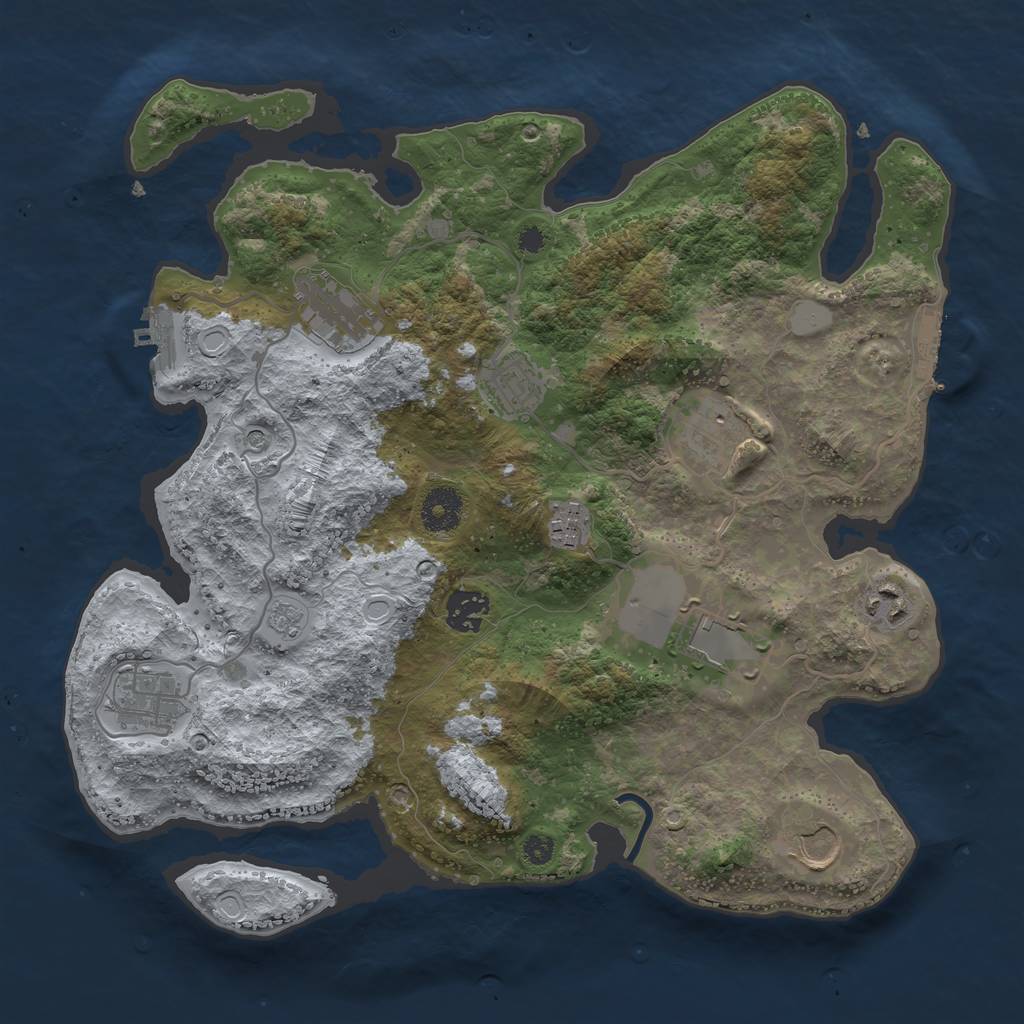 Rust Map: Procedural Map, Size: 3500, Seed: 71364895, 18 Monuments