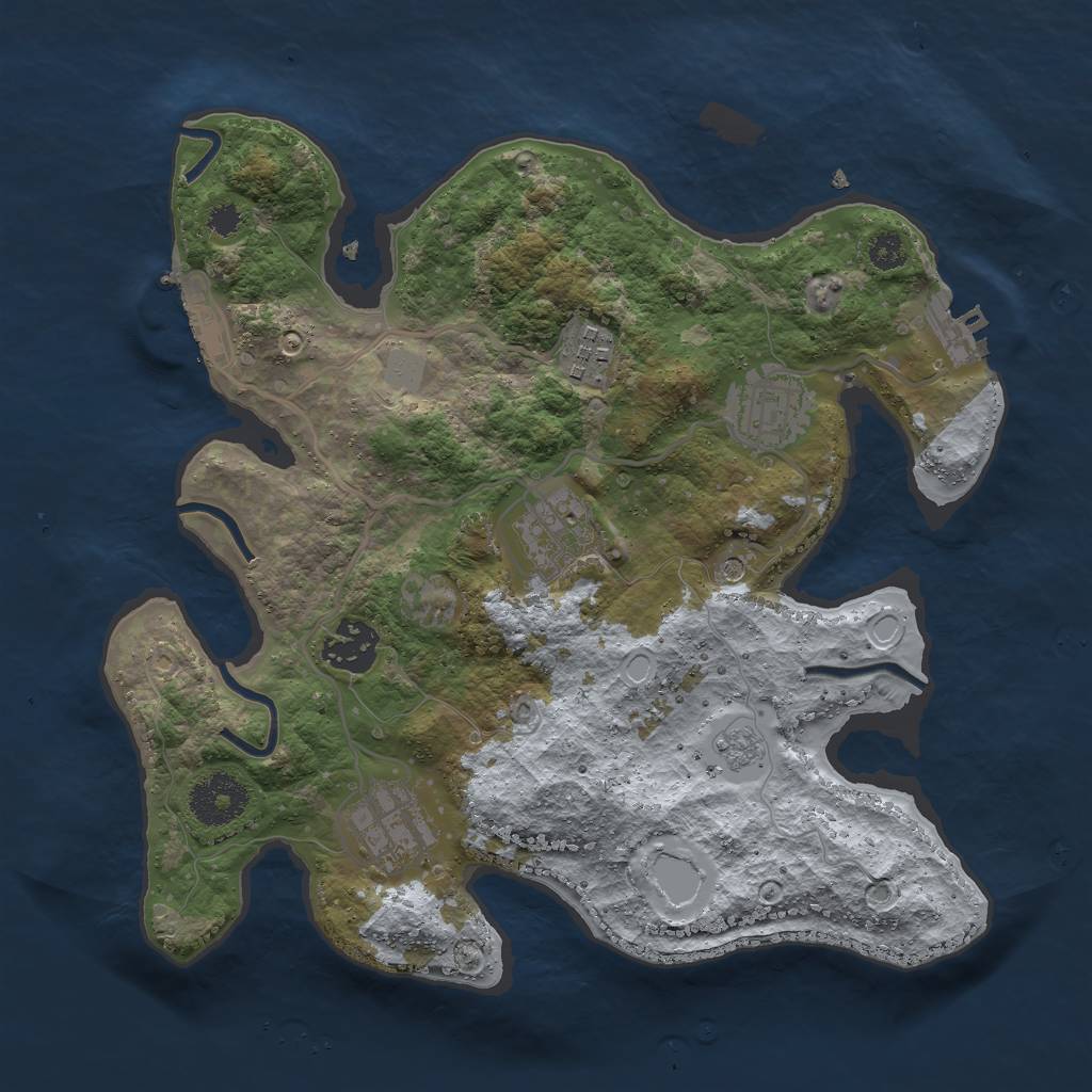 Rust Map: Procedural Map, Size: 3000, Seed: 1207207825, 14 Monuments