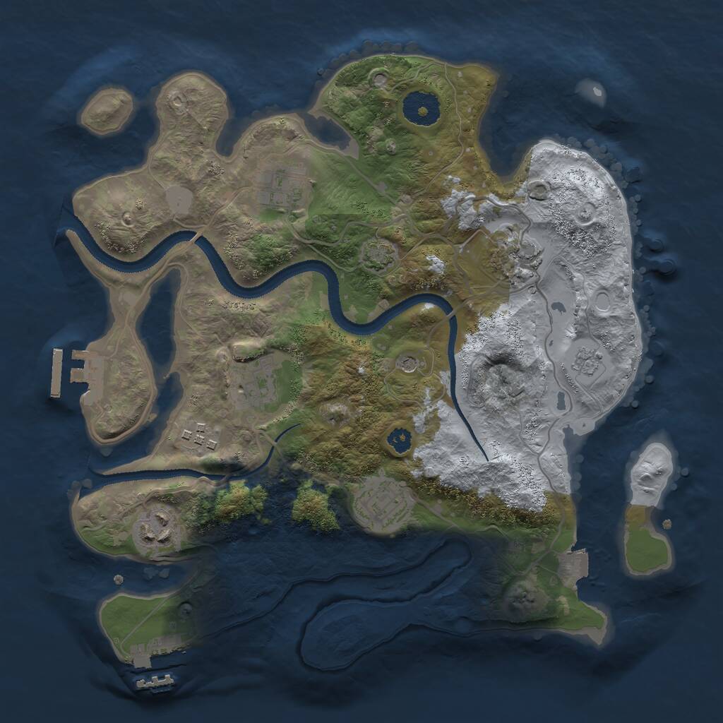 Rust Map: Procedural Map, Size: 3000, Seed: 20074, 12 Monuments