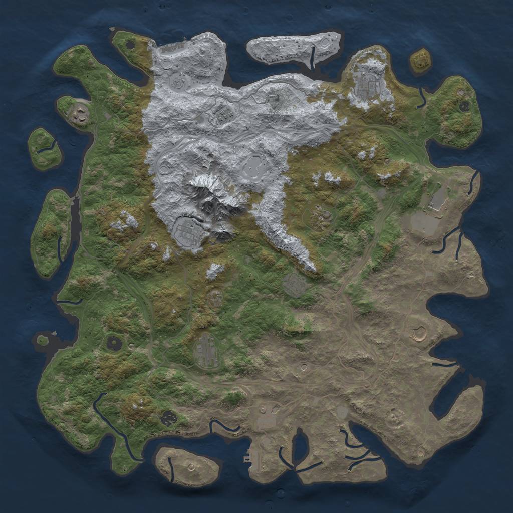 Rust Map: Procedural Map, Size: 5000, Seed: 7764, 20 Monuments