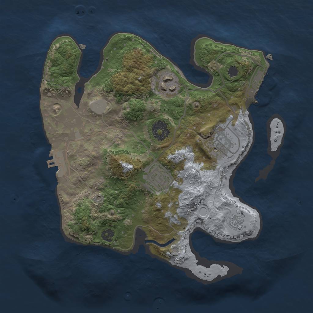 Rust Map: Procedural Map, Size: 2500, Seed: 728262372, 11 Monuments
