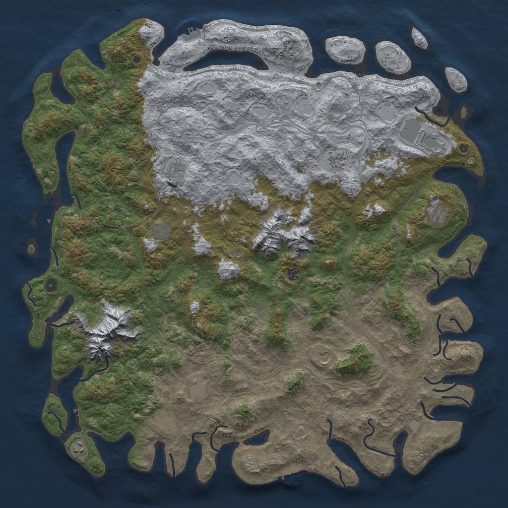 Rust Map: Procedural Map, Size: 6000, Seed: 60176, 20 Monuments