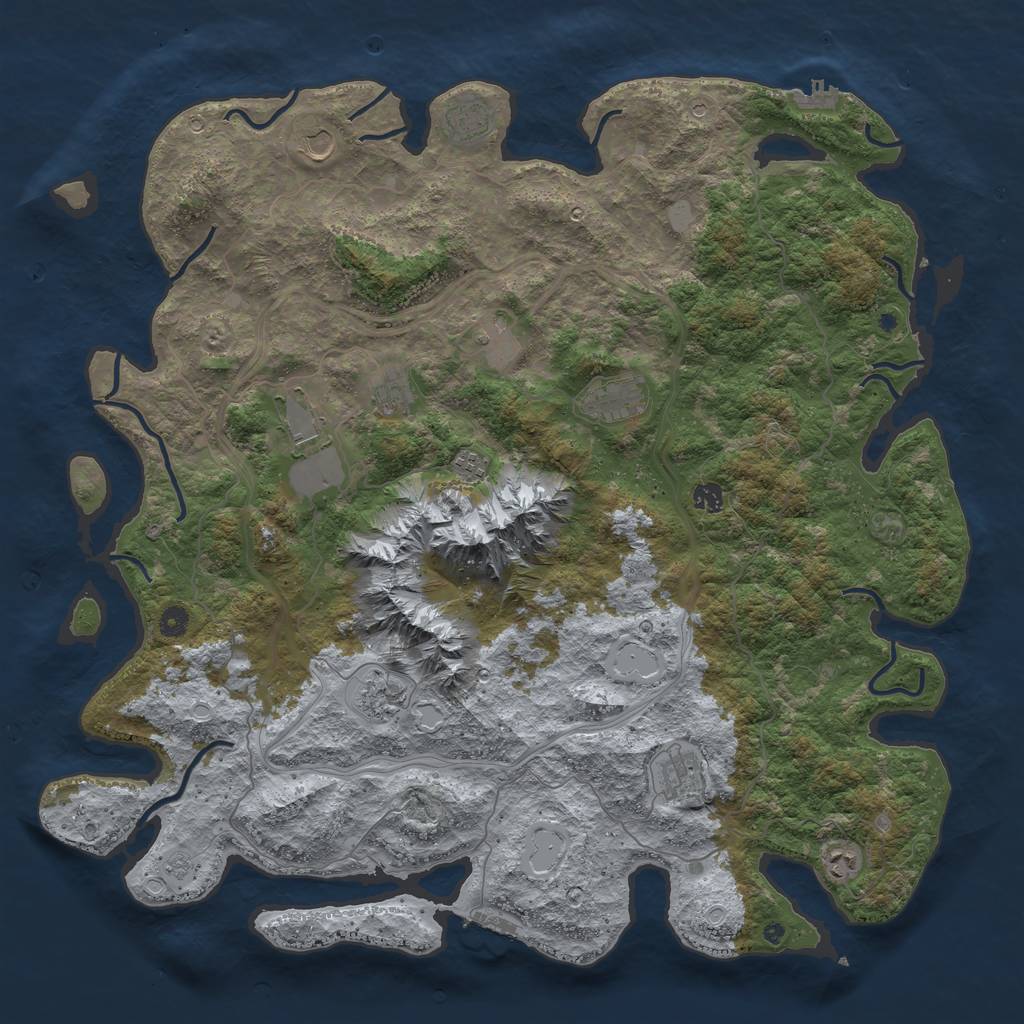Rust Map: Procedural Map, Size: 5000, Seed: 1205804, 20 Monuments