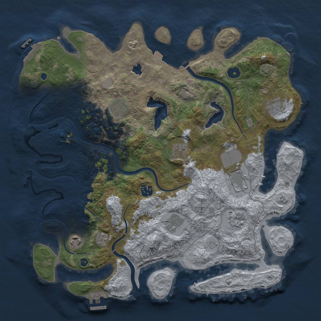 Rust Map: Procedural Map, Size: 4000, Seed: 253102, 15 Monuments