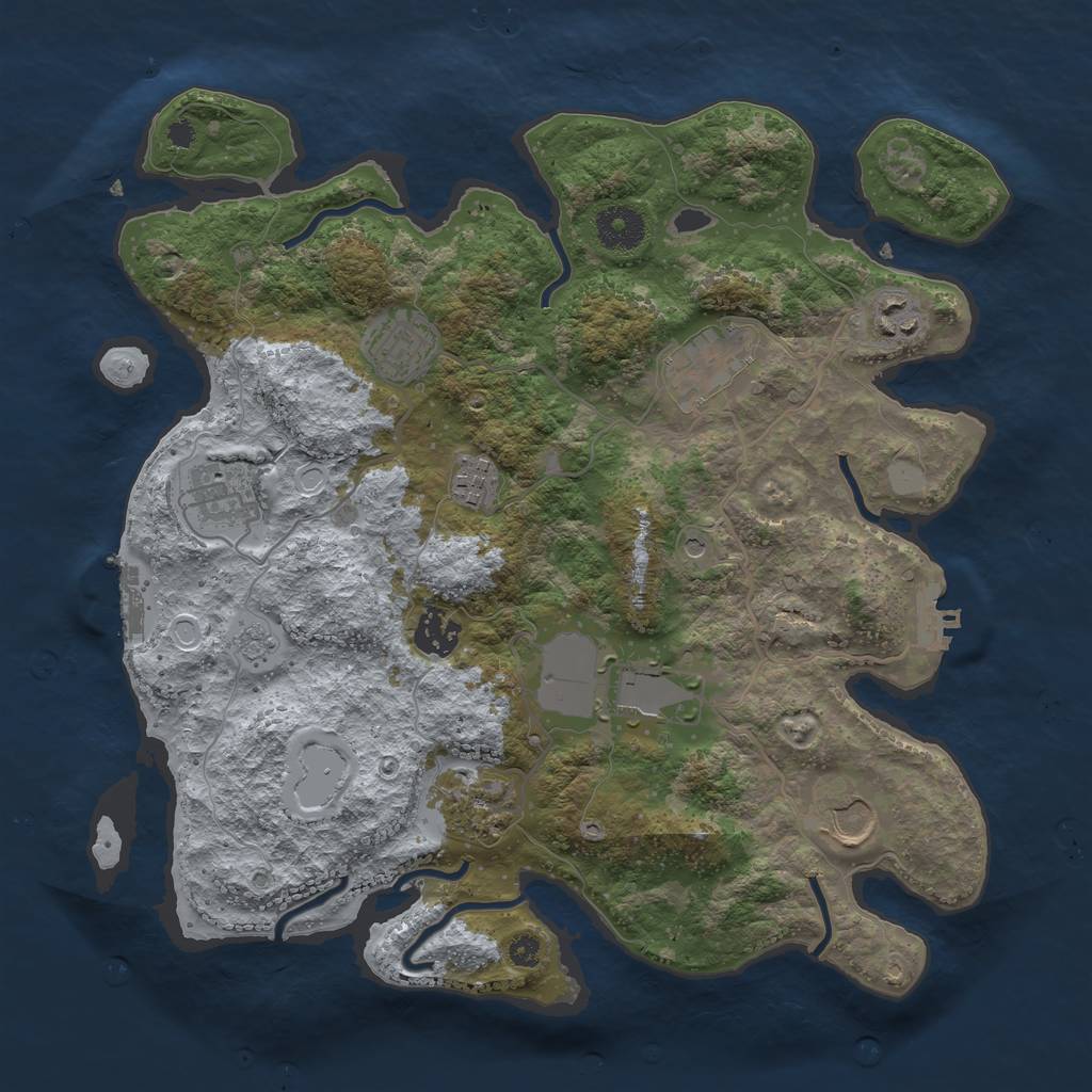 Rust Map: Procedural Map, Size: 3500, Seed: 274933918, 18 Monuments