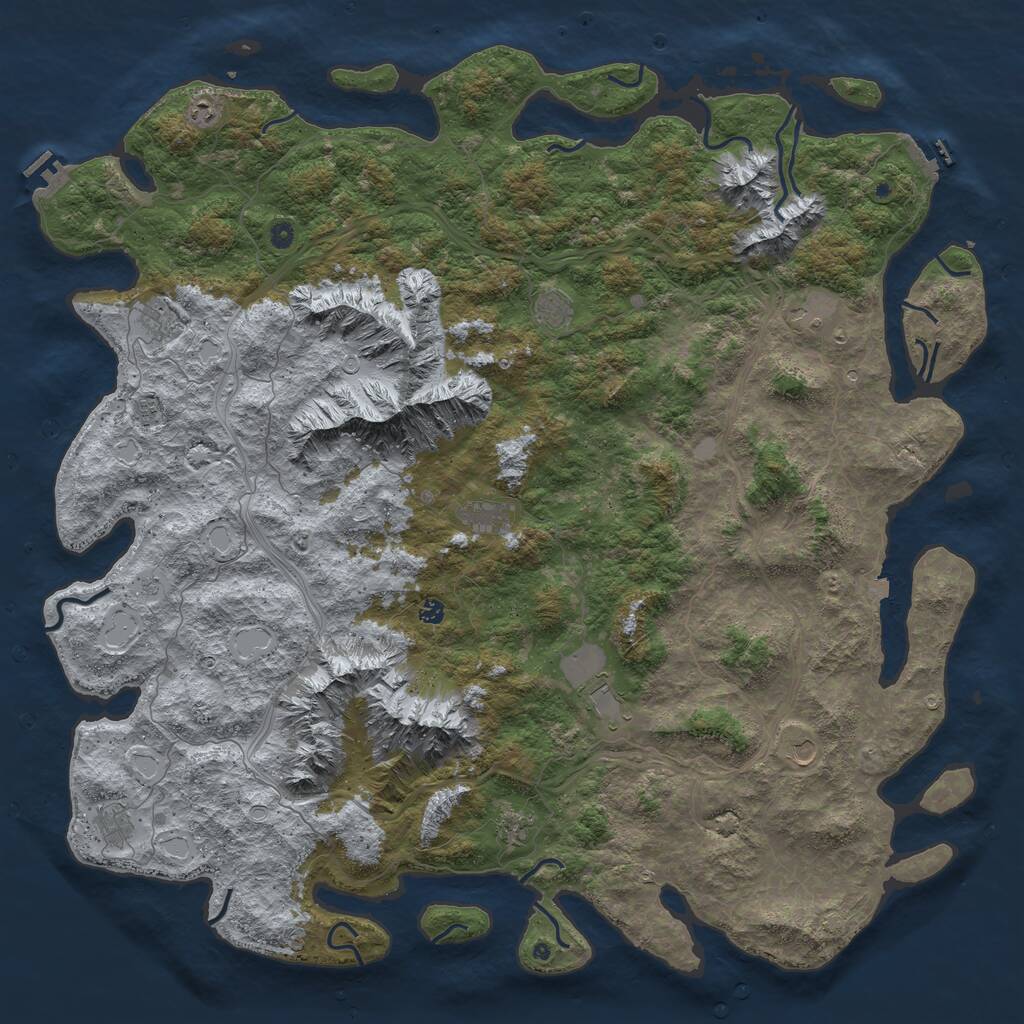 Rust Map: Procedural Map, Size: 6000, Seed: 1110705006, 17 Monuments