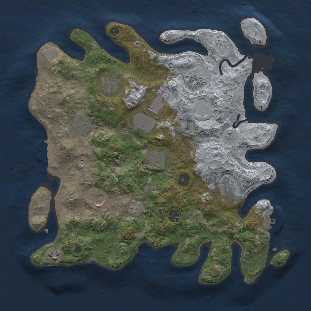 Rust Map: Procedural Map, Size: 3700, Seed: 3162730, 19 Monuments