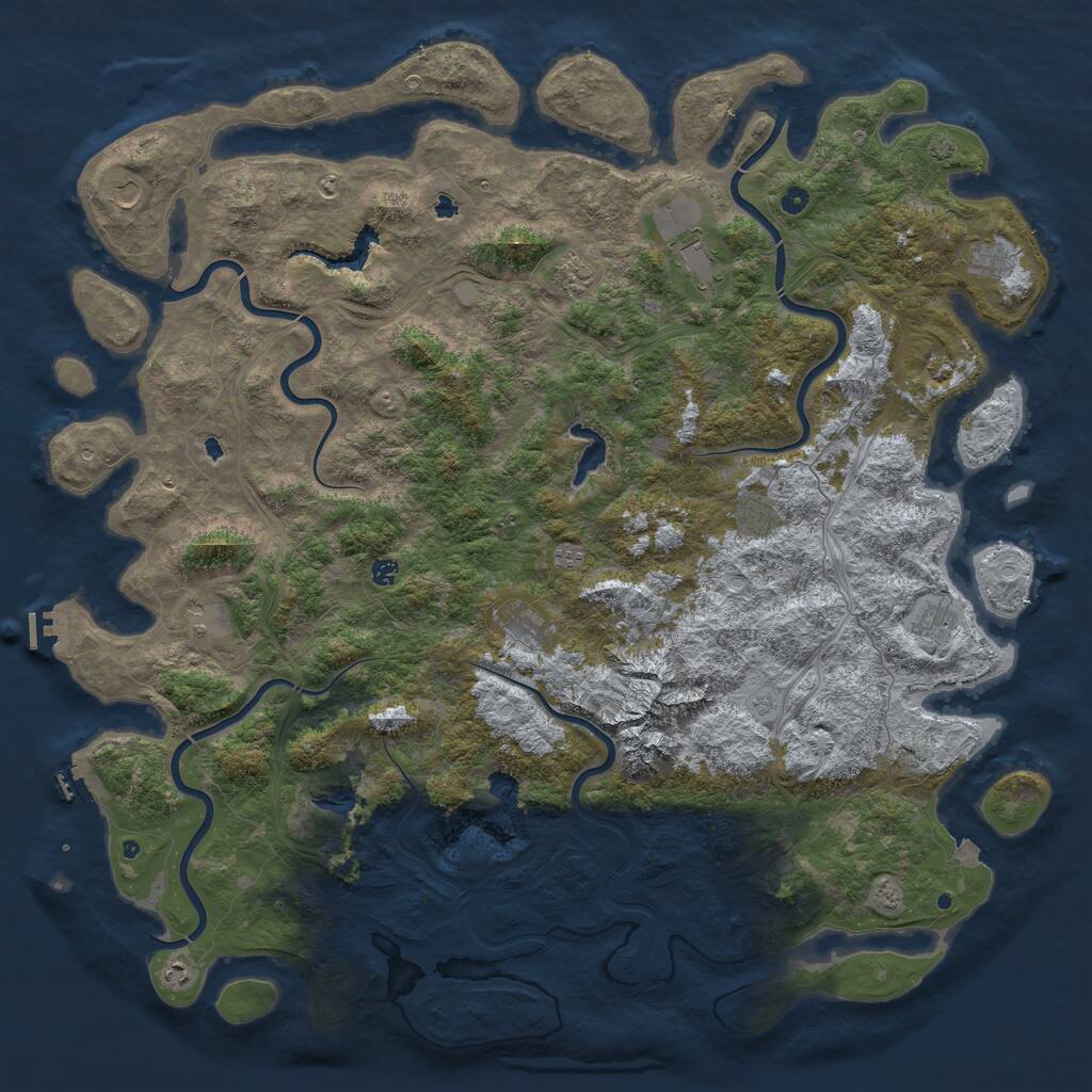 Rust Map: Procedural Map, Size: 6000, Seed: 87384863, 17 Monuments