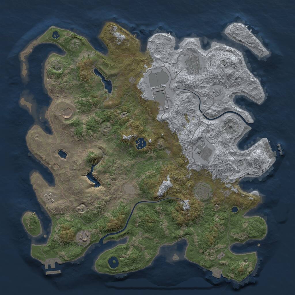 Rust Map: Procedural Map, Size: 4000, Seed: 689496, 14 Monuments